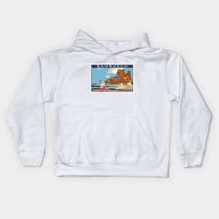 Vintage British Travel Poster: Bamburgh Kids Hoodie